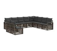 vidaXL Conjunto de sofás de jardín 10 pcs Gris ratán sintético