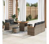 vidaXL Conjunto de sofás de jardín 10 pcs Gris ratán sintético