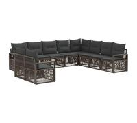vidaXL Conjunto de sofás de jardín 10 pcs Gris ratán sintético, Sofá Modular Moderno, Resistente al Clima, Muebles de jardín de polirratán, Set de Lounge al Aire Libre, Fundas Lavables