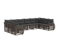 vidaXL Conjunto de sofás de jardín 10 pcs Gris y Gris Oscuro, Sofá Modular, Resistente al Clima, para Exteriores, Ideal para la Piscina, jardín, Patio o balcón
