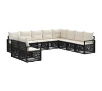 vidaXL Conjunto de sofás de jardín 10 pcs Negro ratán sintético