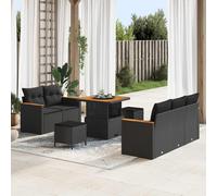 vidaXL Conjunto de sofás de jardín 10 pcs Negro ratán sintético
