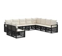 vidaXL Conjunto de sofás de jardín 10 pcs Negro ratán sintético, Sofá Modular Moderno, Resistente al Clima, Muebles de jardín de polirratán, Set de Lounge al Aire Libre, Fundas Lavables
