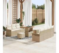 vidaXL Conjunto de sofás de jardín 10 uds. Beige ratán sintético