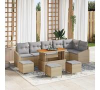 vidaXL Conjunto de sofás de jardín 10 uds. Beige ratán sintético