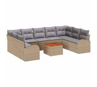 vidaXL Conjunto de sofás de jardín 10 uds. Beige ratán sintético