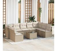vidaXL Conjunto de sofás de jardín 10 uds. Beige y Crema