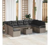vidaXL Conjunto de sofás de jardín 10 uds. Gris Claro ratán sintético
