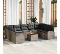 vidaXL Conjunto de sofás de jardín 10 uds. Gris ratán sintético