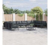 vidaXL Conjunto de sofás de jardín 10 uds. Negro Acero