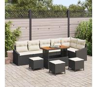 vidaXL Conjunto de sofás de jardín 10 uds. Negro ratán sintético