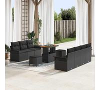 vidaXL Conjunto de sofás de jardín 10 uds. Negro ratán sintético