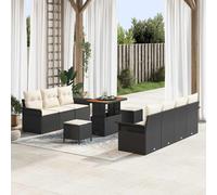vidaXL Conjunto de sofás de jardín 10 uds. Negro ratán sintético