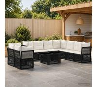 vidaXL Conjunto de sofás de jardín 10 uds. Negro ratán sintético