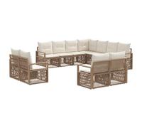vidaXL Conjunto de sofás de jardín 11 pcs Beige ratán sintético, Sofá Elegante y Resistente al Clima, Set Modular para Patio, jardín, terraza y Junto a la Piscina