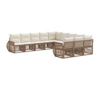vidaXL Conjunto de sofás de jardín 11 pcs Beige y Blanco Crema, Sofá Modular Moderno, Resistente al Clima, cómodo para Exteriores, Asientos Ajustables, mobiliario para Patio