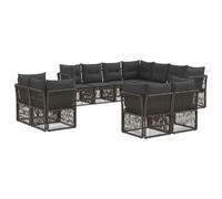 vidaXL Conjunto de sofás de jardín 11 pcs Gris ratán sintético, Muebles Modernos para Exteriores, Asientos Resistentes al Clima, sofá Modular, Tumbona para Patio, Relax en el jardín