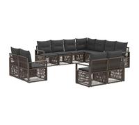 vidaXL Conjunto de sofás de jardín 11 pcs Gris ratán sintético, Sofá Elegante y Resistente al Clima, Set Modular para Patio, jardín, terraza y Junto a la Piscina