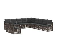 vidaXL Conjunto de sofás de jardín 11 pcs Gris ratán sintético, Sofá Modular, Resistente a la Intemperie, Mueble de Jardín, Lounge Flexible, Asientos para Patio Reconfigurables
