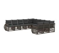 vidaXL Conjunto de sofás de jardín 11 pcs Gris y Gris Oscuro, Sofá Modular Moderno, Resistente al Clima, cómodo para Exteriores, Asientos Ajustables, mobiliario para Patio
