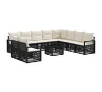 vidaXL Conjunto de sofás de jardín 11 pcs Negro ratán sintético