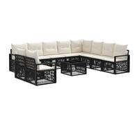 vidaXL Conjunto de sofás de jardín 11 pcs Negro ratán sintético, Sofá Modular Moderno, Resistente al Clima, Muebles de jardín de polirratán, Set de Lounge al Aire Libre, Fundas Lavables