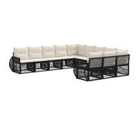 vidaXL Conjunto de sofás de jardín 11 pcs Negro y Blanco Crema, Sofá Modular Moderno, Resistente al Clima, cómodo para Exteriores, Asientos Ajustables, mobiliario para Patio