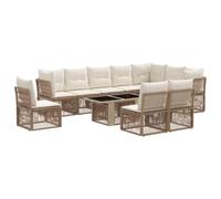 vidaXL Conjunto de sofás de jardín 11 uds. Beige ratán sintético