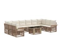 vidaXL Conjunto de sofás de jardín 11 uds. Beige y Blanco Crema