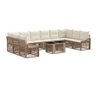 vidaXL Conjunto de sofás de jardín 11 uds. Beige y Blanco Crema