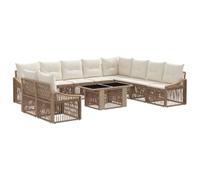 vidaXL Conjunto de sofás de jardín 11 uds. Beige y Blanco Crema