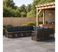 vidaXL Conjunto de sofás de jardín 11 uds. Gris ratán sintético