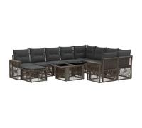 vidaXL Conjunto de sofás de jardín 11 uds. Gris y Gris Oscuro