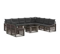 vidaXL Conjunto de sofás de jardín 11 uds. Gris y Gris Oscuro