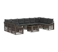 vidaXL Conjunto de sofás de jardín 11 uds. Gris y Gris Oscuro