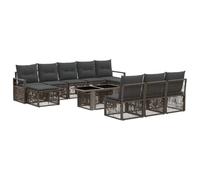 vidaXL Conjunto de sofás de jardín 11 uds. Gris y Gris Oscuro