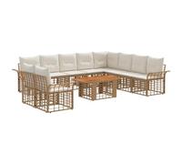 vidaXL Conjunto de sofás de jardín 11 uds. Natural y Crema