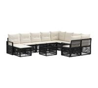 vidaXL Conjunto de sofás de jardín 11 uds. Negro ratán sintético