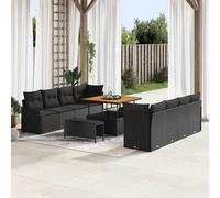 vidaXL Conjunto de sofás de jardín 11 uds. Negro ratán sintético