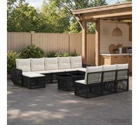 vidaXL Conjunto de sofás de jardín 11 uds. Negro y Blanco Crema