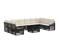 vidaXL Conjunto de sofás de jardín 11 uds. Negro y Blanco Crema