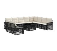 vidaXL Conjunto de sofás de jardín 11 uds. Negro y Blanco Crema