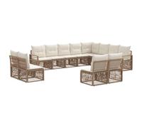 vidaXL Conjunto de sofás de jardín 12 pcs Beige ratán sintético, Sofá Modular Moderno para jardín, Resistente al Clima, con Cojines Ajustables y Fundas Removibles