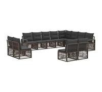 vidaXL Conjunto de sofás de jardín 12 pcs Gris ratán sintético, Sofá Modular Moderno para jardín, Resistente al Clima, con Cojines Ajustables y Fundas Removibles