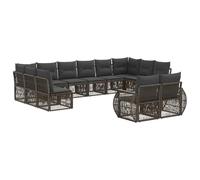 vidaXL Conjunto de sofás de jardín 12 pcs Gris y Gris Oscuro, Sofá de jardín Modular Moderno, Resistente al Clima, Juego de Sala al Aire Libre, con Cojines de Espuma cómodos
