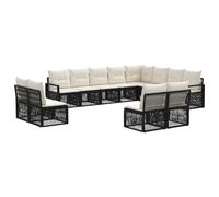 vidaXL Conjunto de sofás de jardín 12 pcs Negro ratán sintético