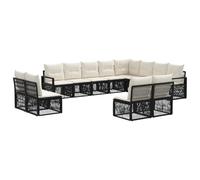 vidaXL Conjunto de sofás de jardín 12 pcs Negro ratán sintético, Sofá Modular Moderno para jardín, Resistente al Clima, con Cojines Ajustables y Fundas Removibles