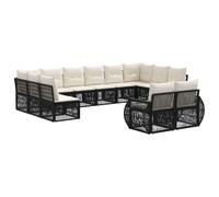 vidaXL Conjunto de sofás de jardín 12 pcs Negro y Blanco Crema