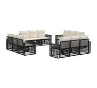 vidaXL Conjunto de sofás de jardín 12 pcs Negro y Blanco Crema, Muebles de jardín modulares, sofá Resistente al Clima, Juegos de Lounge de ratán, relajarte