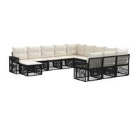 vidaXL Conjunto de sofás de jardín 12 pcs Negro y Blanco Crema, Sofá de jardín Moderno, Resistente al Clima, Asientos Exteriores Elegantes, Mueble Modular y Set cómodo para Patio